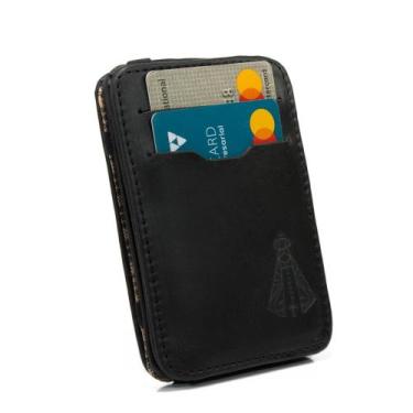 Imagem de Carteira Masculina Mágica Tripla Em Couro Estampa Nossa Senhora Envio 