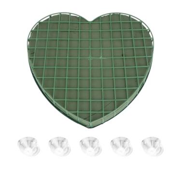 Imagem de NUOBESTY Espuma floral, 1 peça de blocos de espuma de flores secas molhadas de coração, placa de lama floral com ventosas faça você mesmo arranjo de flores suprimentos de tijolos para casamento, festa