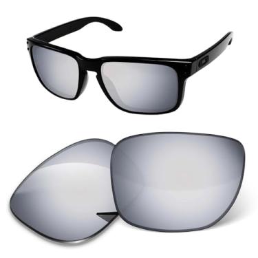 Imagem de Lentes de substituição premium compatíveis com óculos de sol Oakley Holbrook OO9102 | Antiarranhões | 1,6 mm de espessura, Prata escura espelhada, One Size