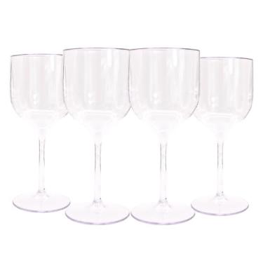 Imagem de Kit 4 TaçAs De Vinho De AcríLico Cristal 260ml Drink(Cristal)