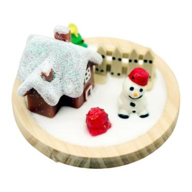 Imagem de Dynwave Casa de bonecas Natal Casa de neve Decoração Cerca Boneco de neve Ornamento Escultura Sacola de presente Decoração de Mini para 1/6 de bonecas
