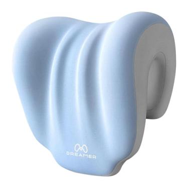 Imagem de Ysyqkn Almofada de pescoço para cadeira de escritório Almofada de apoio de cabeça de mesa para cochilos Suporte de pescoço e costas ergonômico, Azul