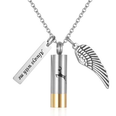 Imagem de STEFWD Colar memorial de concha de espingarda de veado para cinzas para homens cilindro de aço inoxidável urna de cremação joia pingente de lembrança presentes para pai/avô, Aço inoxidável, Sem Pedra