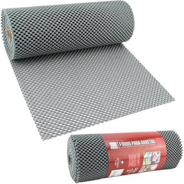 Imagem de Forro Antiderrapante Para Gavetas e Armários, Cinza, PVC, 30x460cm, Trama Aberta, Lavável, Para Organização