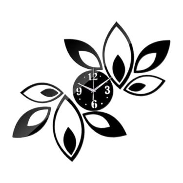 Imagem de WeiLaiKeQi Relógio de parede com espelho acrílico grande, relógio decorativo criativo para sala de estar e apartamento, Preto