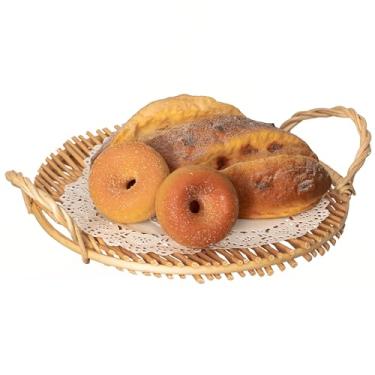 Imagem de Wickerwise Bandeja de salgueiro de tecido, carregador, peça central decorativa para mesa de café, sala de jantar, cozinha, pão, frutas, alimentos e bebidas, decoração de casa, organizador de bandeja