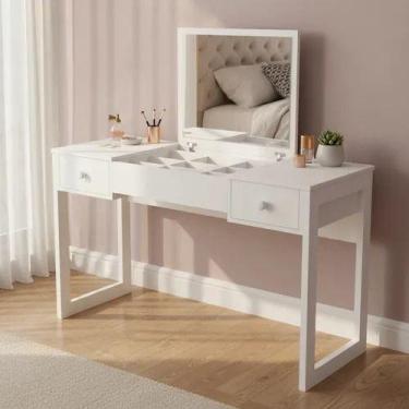 Imagem de Penteadeira Escrivaninha 2 gavetas Espelho Multiuso Luanda - Casa Roma