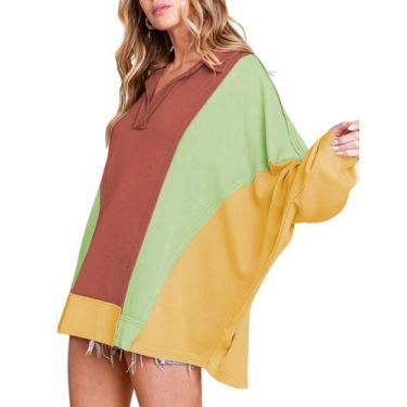Imagem de Moletom feminino TAQCUX de algodão de grandes dimensões, colorido, ver