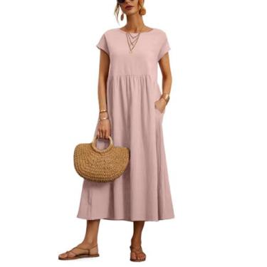 Imagem de Vestido WROLEM, casual de verão, de algodão com bolsos, feminino, 2024