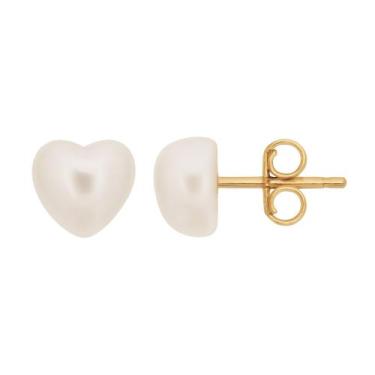 Imagem de Brinco Coração Pérola Banhado a Ouro 18K - Papillon Semi Jóias