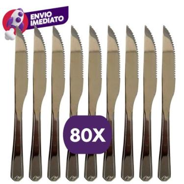 Imagem de Kit Faca Mesa Talher Refeição Jantar Churrasco Inox Premium Cozinha Bu