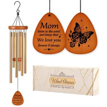 Imagem de Presente ao ar livre Aurahouse Mom Wind Chimes em madeira de pinho