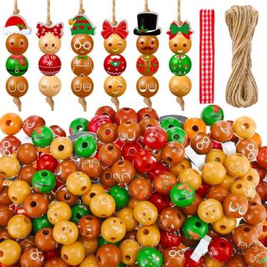Imagem de Wood Beads Connvoice Gingerbread Man Christmas 20 mm 240 unidades - Ci