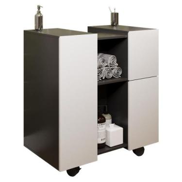 Imagem de Gabinete Armario Banheiro Pia de Coluna Macau com Rodízios - Loja Doce