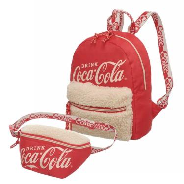 Imagem de Kit Mochila Feminina Bolsa Passeio Pochete Oficial Coca Cola-Feminino