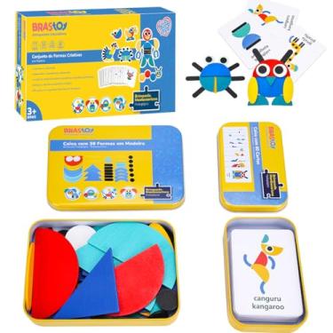 Imagem de Brinquedo de Aprendizagem Montessori - Quebra-cabeça de Madeira, Contendo 36 Blocos e 60 Cartas, Adequada para Crianças de 3 Anos