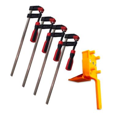 Imagem de Kit Carpintaria Leminos-Guia Gabarito + 4 Grampos Sargento F