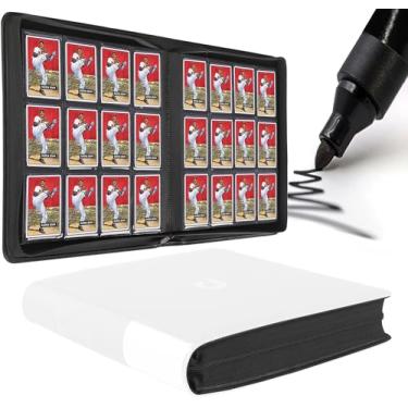 Imagem de Fichário de cartão premium com 12 bolsos – serve para 1200 cartões, fichário de cartão sem anel 3 x 4 com mangas para cartões colecionáveis e cartões esportivos (modelo D, branco clássico)