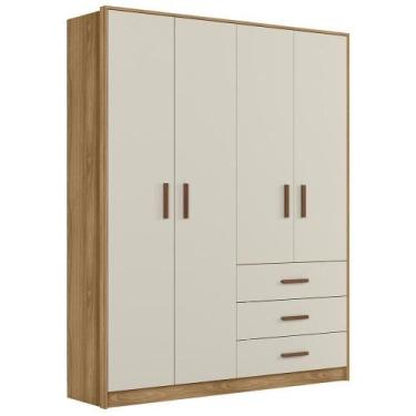 Imagem de Roupeiro Infantil 9600 04 Portas 03 Gavetas Nature Off White Plla Natu