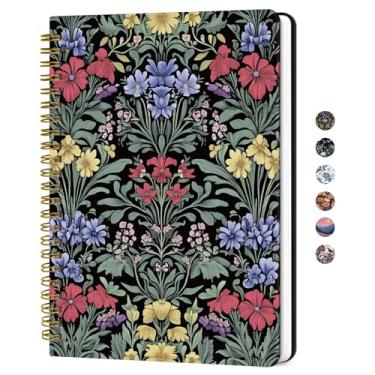 Imagem de Caderno de diário espiral forrado para mulheres, diários pautados pela faculdade A5 para escrever, cadernos de capa dura para trabalho, anotações e material escolar de escritório, 140 páginas