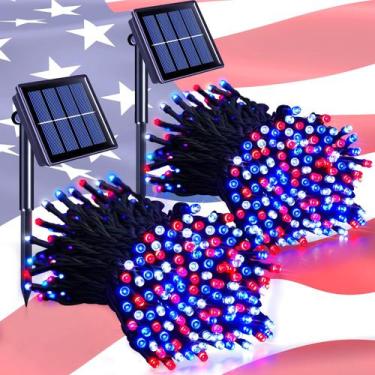 Imagem de Solar String Lights JMEXSUSS, pacote com 2, 23 m, 200 LED, Patriotic