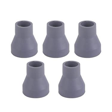 Imagem de Pontas de muleta médica de substituição, pontas de muleta de 16 mm com juntas de metal, pontas de muleta de borracha antiderrapante para bengalas, auxiliares de caminhada, pacote (Cinza)