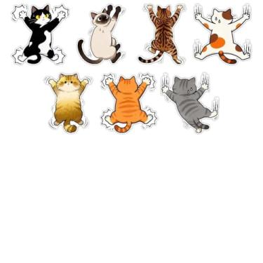 Imagem de CHGCRAFT 7 peças de adesivos autoadesivos de carro de gato arranhão adesivos de carro adesivos de gato à prova d'água decalque de carro para carro, motocicleta, capacete, janela, decoração de casa, 14