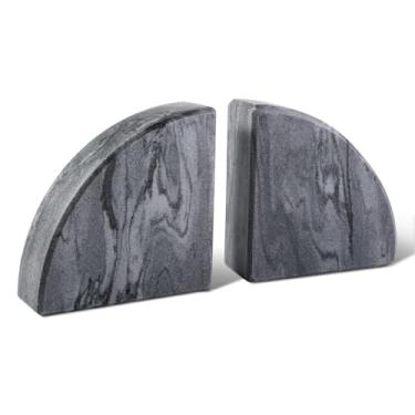 Imagem de Karibiber Suporte de livros de mármore para prateleiras, suportes antiderrapantes para livros pesados, rolha de livros resistente para CDs, suporte de prateleira de livros de luxo, design de quarto de