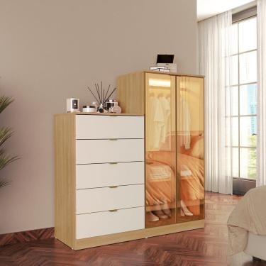 Imagem de Cômoda 5 Gavetas e Duas Portas Reflecta Bella Âmbar/Off White