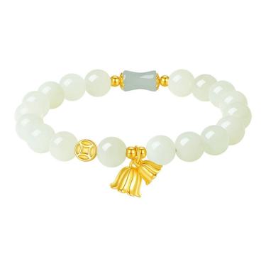 Imagem de Pulseira de jade de nefrite natural para mulheres com miçangas de 8 mm