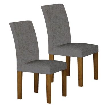 Imagem de Cadeira Para Mesa De Jantar Napoli Mdf Kit 2 Peças Freijó Linho Cinza - Leifer Móveis