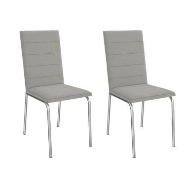 Imagem de Cadeira De Cozinha Amsterdã 2c091 Aço Kit 2 Un Cromado-boucle Cinza - Kappesberg