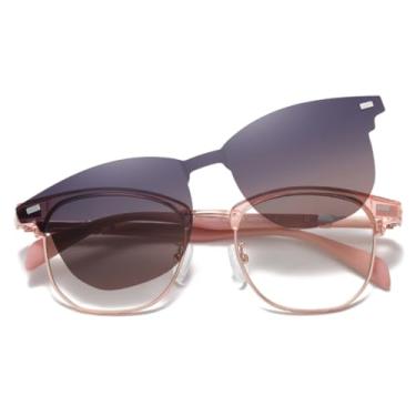 Imagem de VFDHN Óculos de sol clip-on semiarredondados para mulheres TR90 polarizados homens UV400 metal (3)