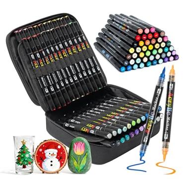 Imagem de Linbsunne Conjunto de marcadores artísticos de ponta dupla de 48 cores para desenho de livros, ilustrações de colorir, cerâmica, fazer cartões, planejador de anotações