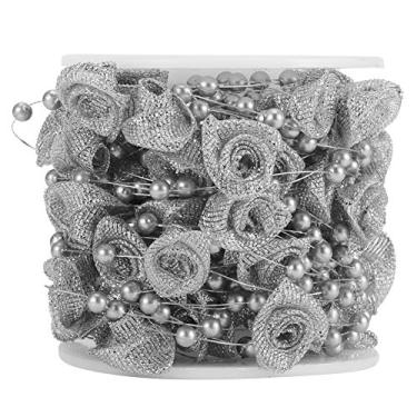 Imagem de ZJchao Fita de Imitação de Pérola de 10 M, Linha de Flor de Pérola Decorativa Com Pérolas Fundidas para Acessórios de Cabelo de Noiva de Casamento, Joias DIY, Decoração de Festa (Prata)