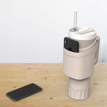 Imagem de Bolsa de transporte de garrafa de água para copo Stanley de 1,134 g com alça, bolsa de silicone para garrafa de água com alça de metal para acessórios Stanley Cup (laranja)