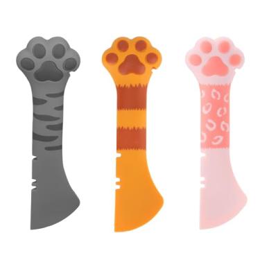 Imagem de 3pcs Colher para Comida de Cão e Gato, Abre Latas Multifuncional Comida Húmida Espátula Animais de Estimação Colher Misturar Artigos para Cães Gatos (Laranja, Rosa & Cinza Escuro)