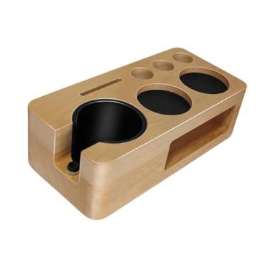 Imagem de Wooden Coffee Tamper Stand Adjustable Sturdy Espresso Tamping Station Multipurpose for Countertop Restaurant Cafe Home Office/133