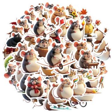 Imagem de 70 peças de personagens de rato, fantasias de animais, férias sazonais, expressões fofas, adesivos de animais, fantasia de brinquedo para guitarra, faça você mesmo, bicicleta, skate, laptop, bagagem