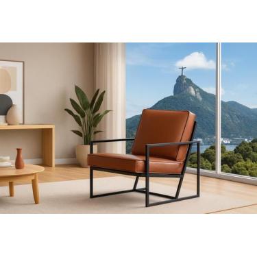 Imagem de Poltrona sala decorativa industrial retro Alittê consultorios quartos