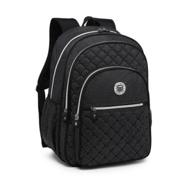 Imagem de Mochila De Costa Kika Feminina Tactel Com Gliter E Chaveiro - D Presen