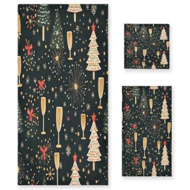 Imagem de Wassud Conjunto de 3 toalhas de banho de ano novo com fogos de artifício, toalhas super macias e absorventes para banheiro, toalhas de banho de secagem rápida, toalha de banho para academia, spa