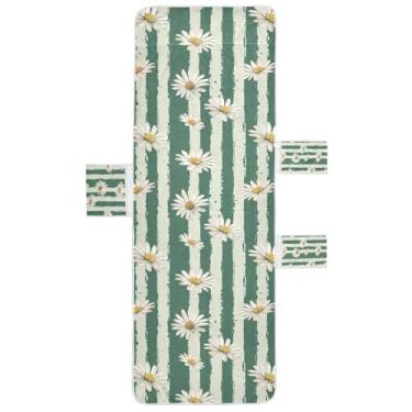 Imagem de STAYTOP Linda capa de toalha de cadeira de descanso com fundo listrado margarida, capa de espreguiçadeira macia, capas de cadeira de praia com bolsos para jardim ao ar livre, pátio, pátio, banhos de