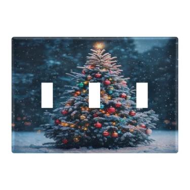 Imagem de Burbuja Capa de placa de parede para interruptor de luz de árvore de Natal, placa decorativa de parede, parafusos incluídos, 3 faixas