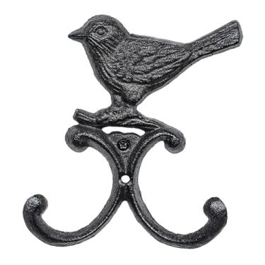Imagem de Generic Gancho de parede em ferro fundido com pássaro, estilo vintage, para jardim, decoração, parede de pátio, ganchos duplos para jardim, uso interno e, Style a