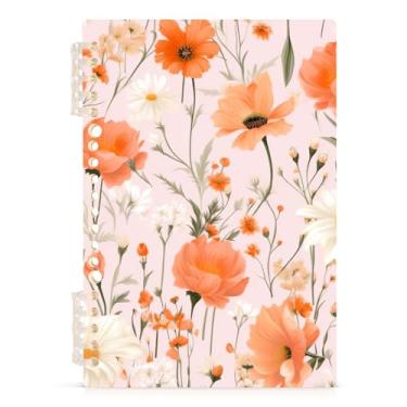 Imagem de Burbuja Caderno de flores, papel pautado universitário A5 com 60 folhas, fichário para escritório, 1 pacote