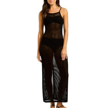 Imagem de Seafolly Vestido longo de malha com gola redonda, Preto, PP