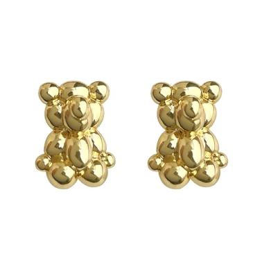 Imagem de Brincos de urso banhados a ouro 18 quilates fofos animais modernos brincos para presentes de aniversário e Natal