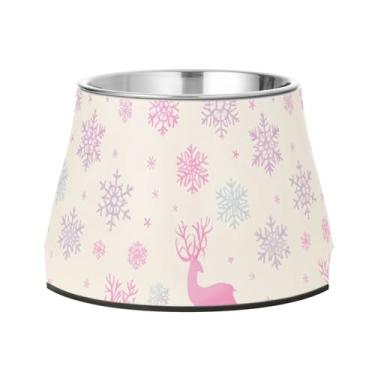 Imagem de Burbuja Tigela de aço inoxidável para comida e água para cães de veado flocos de neve, antiderrapante para cães médios e gatos, 590 ml