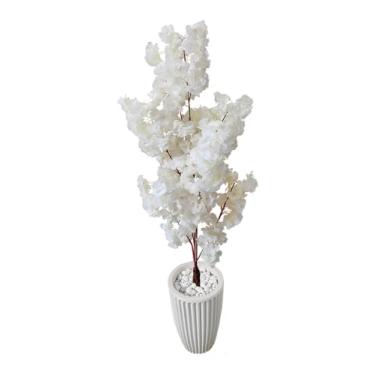 Imagem de Planta Artificial Cerejeira Japonesa Branca Vaso 3D Polietileno Decoração (Coluna Branco)